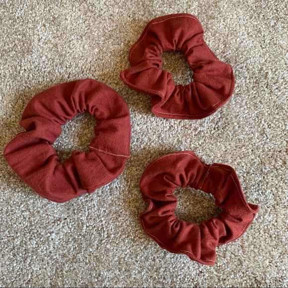Handmade Rust Color Scrunchies (Set of 3) - Picture 5 of 5
